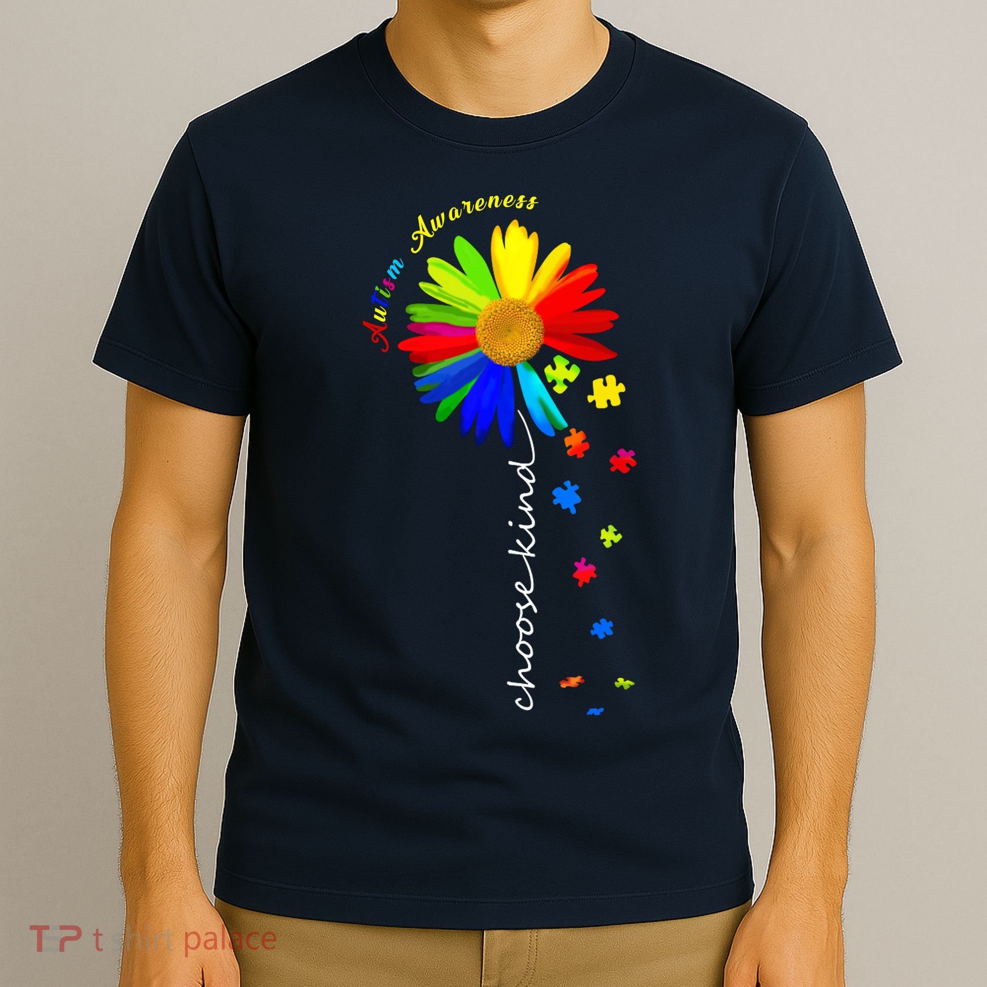 Autism Awareness Choose Kind Sunflower Puzzle T-Shirt