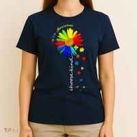 Autism Awareness Choose Kind Sunflower Puzzle T-Shirt thumb 4