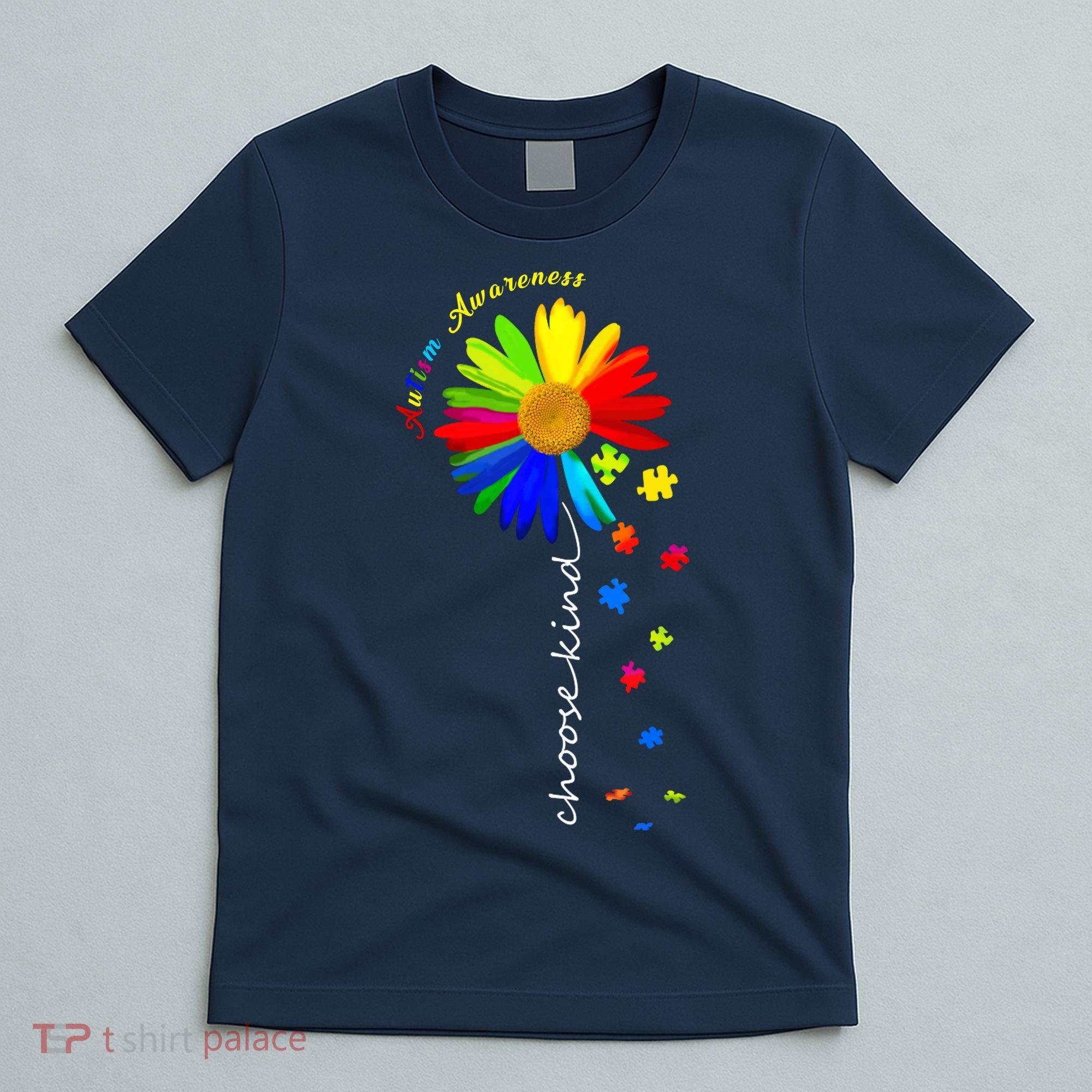 Autism Awareness Choose Kind Sunflower Puzzle T-Shirt