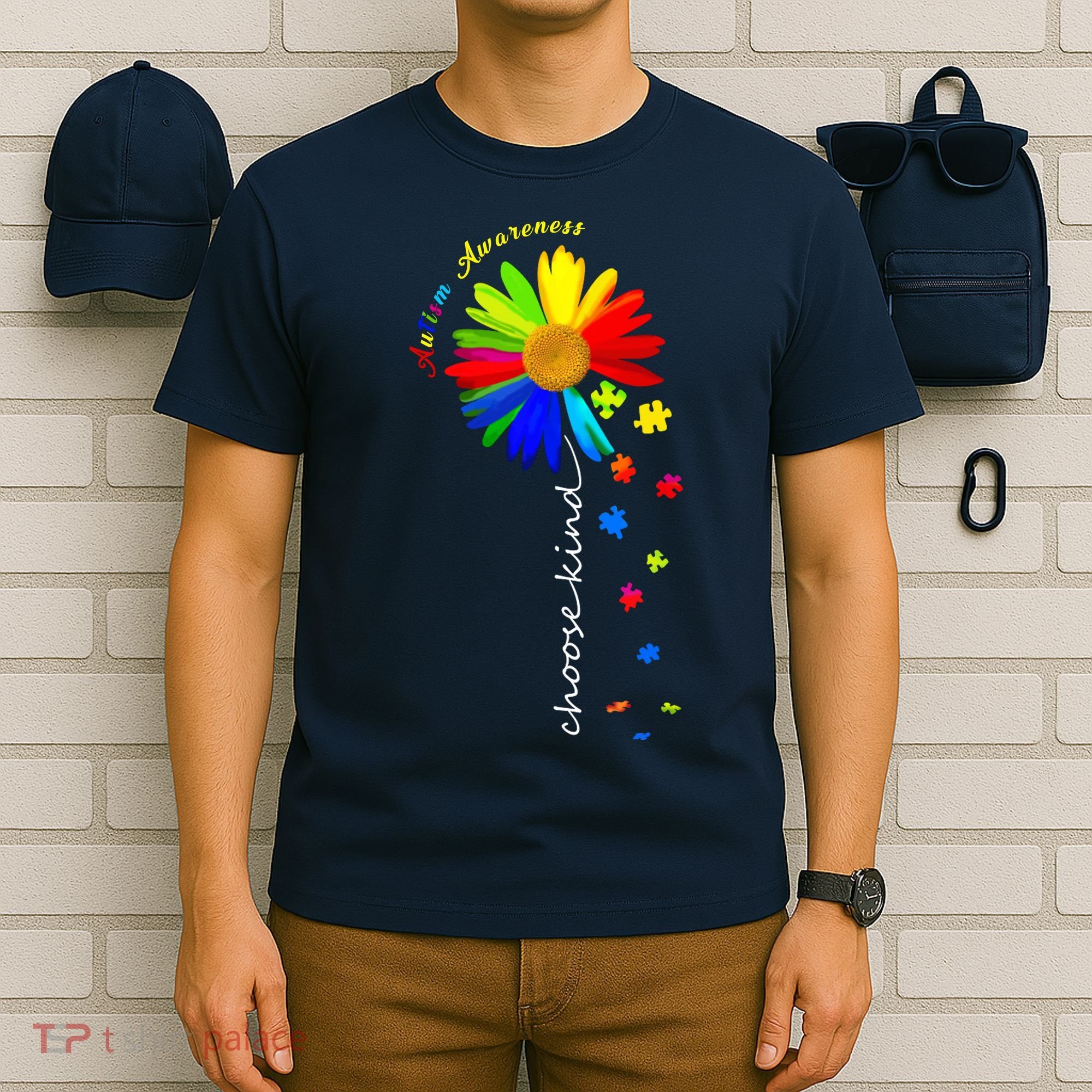 Autism Awareness Choose Kind Sunflower Puzzle T-Shirt