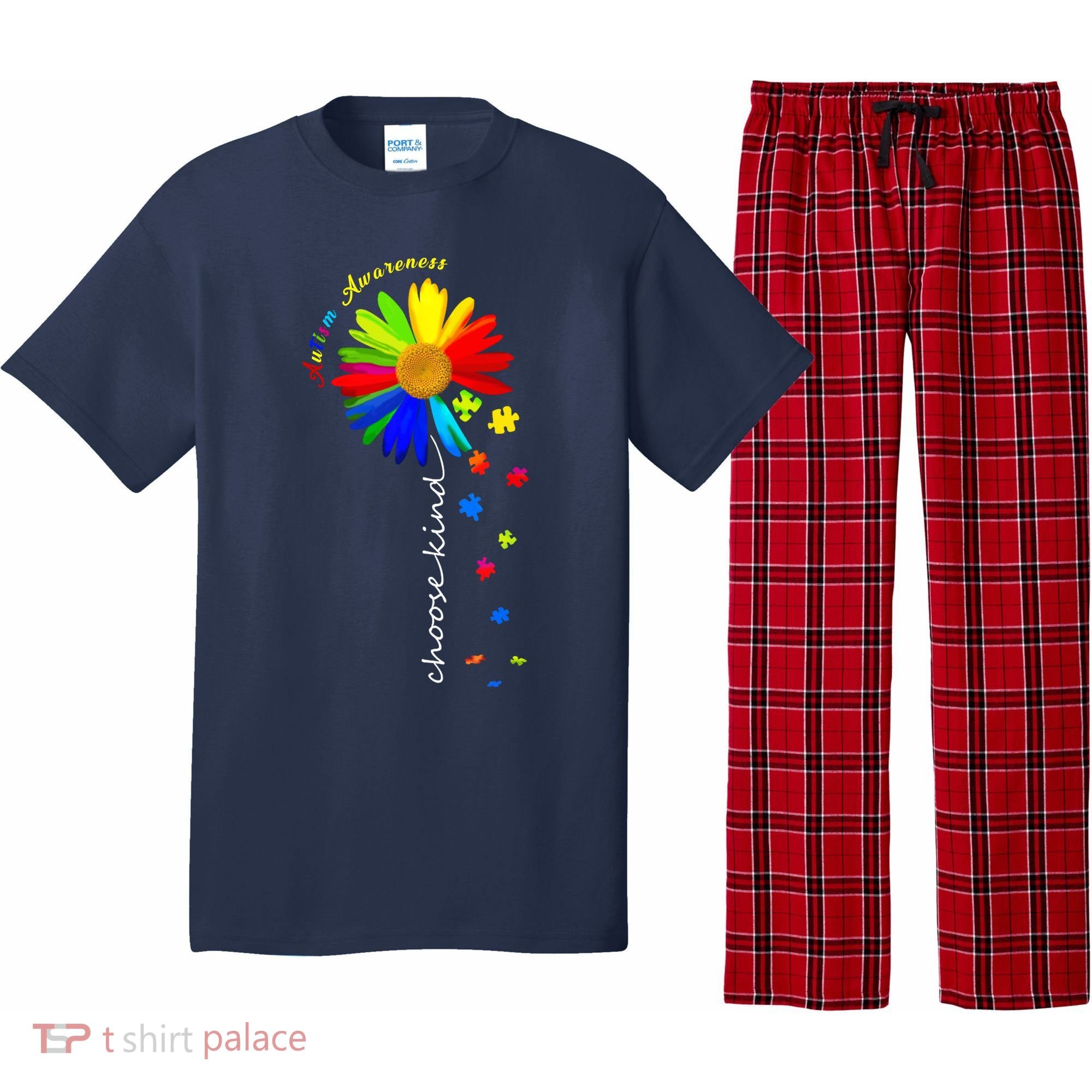 Autism Awareness Choose Kind Sunflower Puzzle Pajama Set