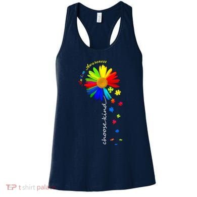 Autism Awareness Choose Kind Sunflower Puzzle Women's Tank Top