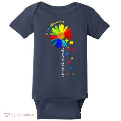 Autism Awareness Choose Kind Sunflower Puzzle Baby Bodysuit