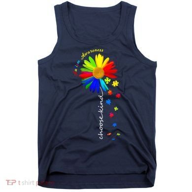 Autism Awareness Choose Kind Sunflower Puzzle Tank Top
