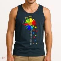 Autism Awareness Choose Kind Sunflower Puzzle Tank Top thumb 3