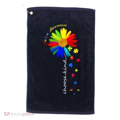 Autism Awareness Choose Kind Sunflower Puzzle Golf Towel