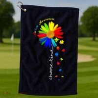 Autism Awareness Choose Kind Sunflower Puzzle Golf Towel thumb 1
