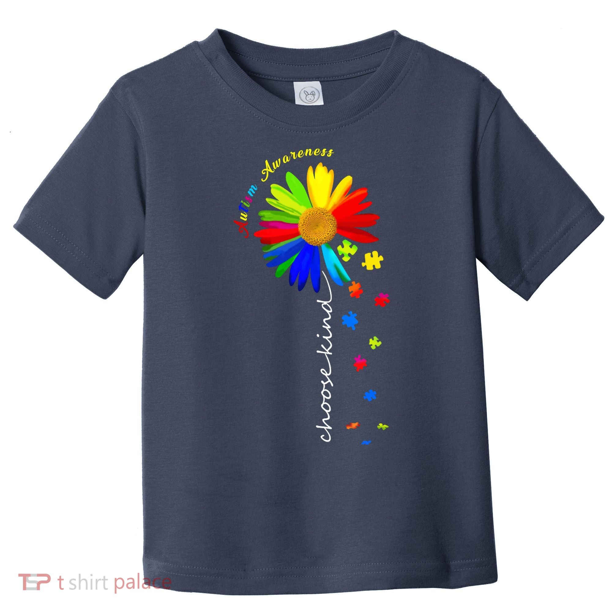 Autism Awareness Choose Kind Sunflower Puzzle Toddler T-Shirt