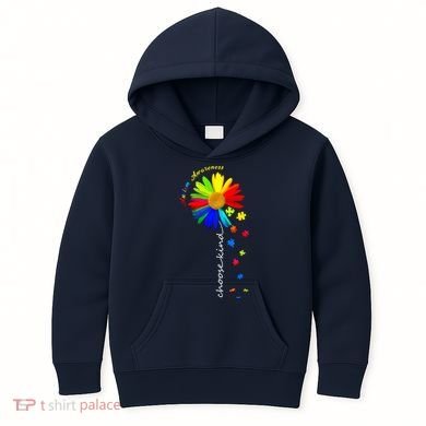 Autism Awareness Choose Kind Sunflower Puzzle Kids Hoodie