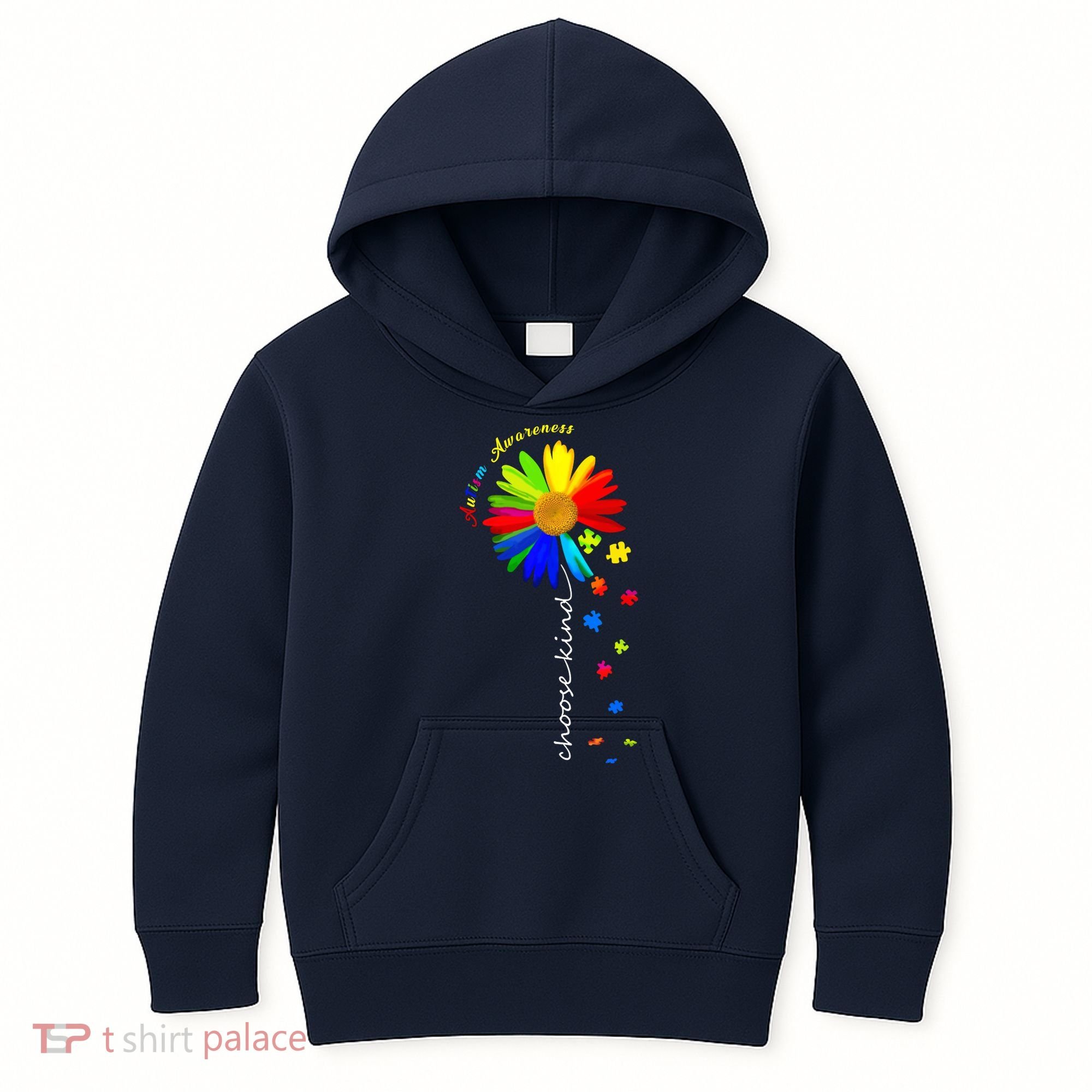 Autism Awareness Choose Kind Sunflower Puzzle Kids Hoodie