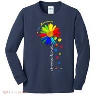 Autism Awareness Choose Kind Sunflower Puzzle Kids Long Sleeve Shirt thumb 0