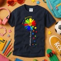 Autism Awareness Choose Kind Sunflower Puzzle Kids T-Shirt thumb 3