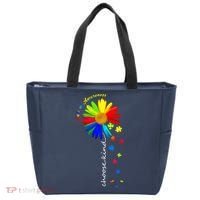 Autism Awareness Choose Kind Sunflower Puzzle Tote Bag thumb 0