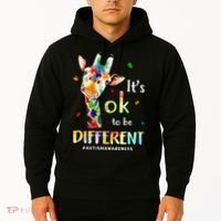 Autism Awareness Cute Giraffe Animal Its Ok To Be Different Hoodie thumb 2