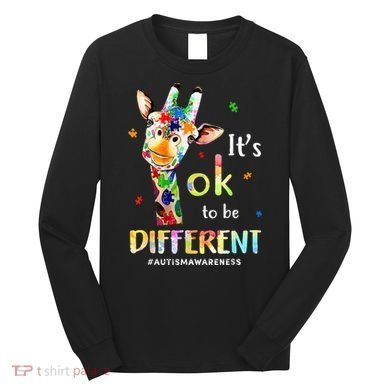 Autism Awareness Cute Giraffe Animal Its Ok To Be Different Long Sleeve Shirt