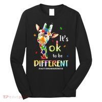 Autism Awareness Cute Giraffe Animal Its Ok To Be Different Long Sleeve Shirt thumb 0