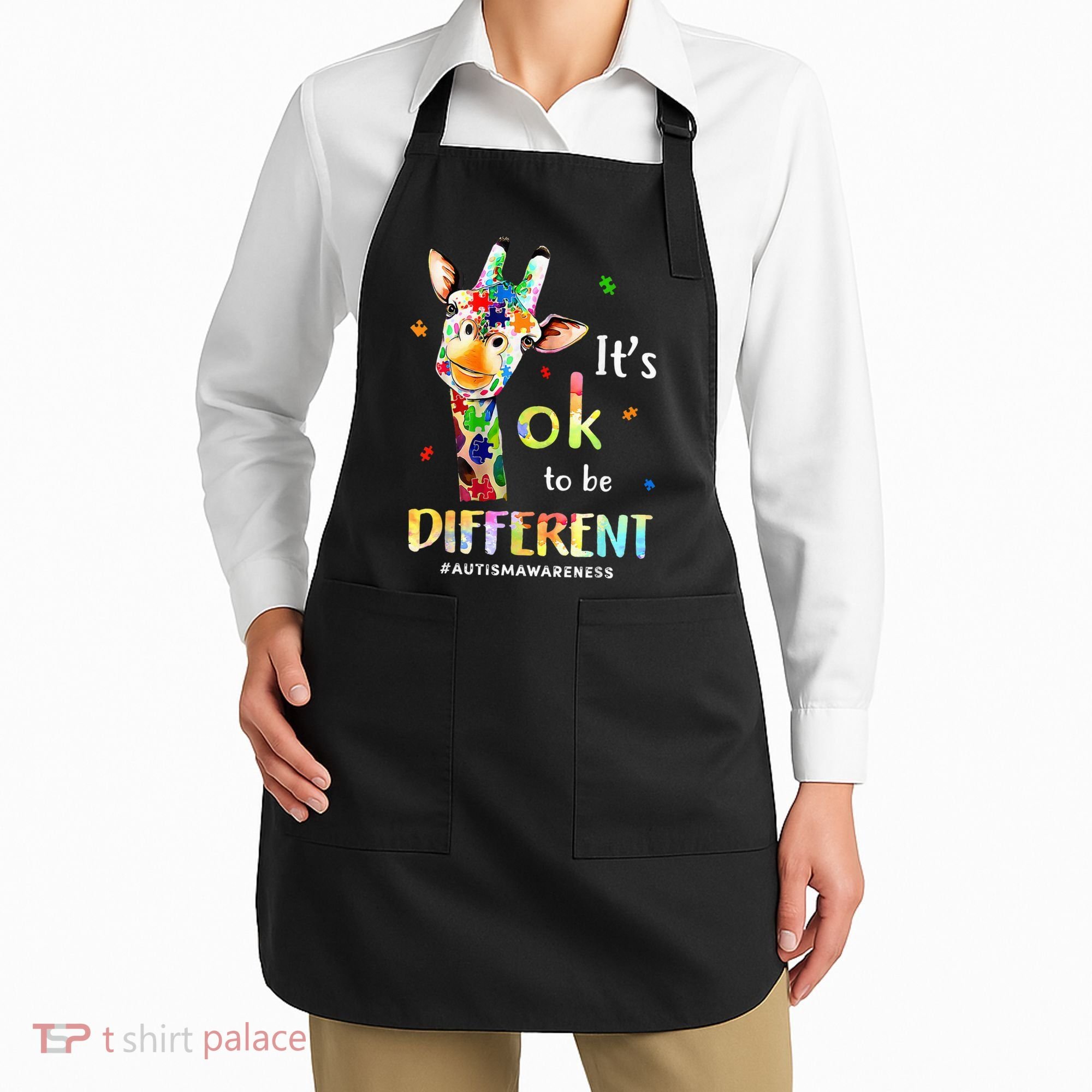 Autism Awareness Cute Giraffe Animal Its Ok To Be Different Apron
