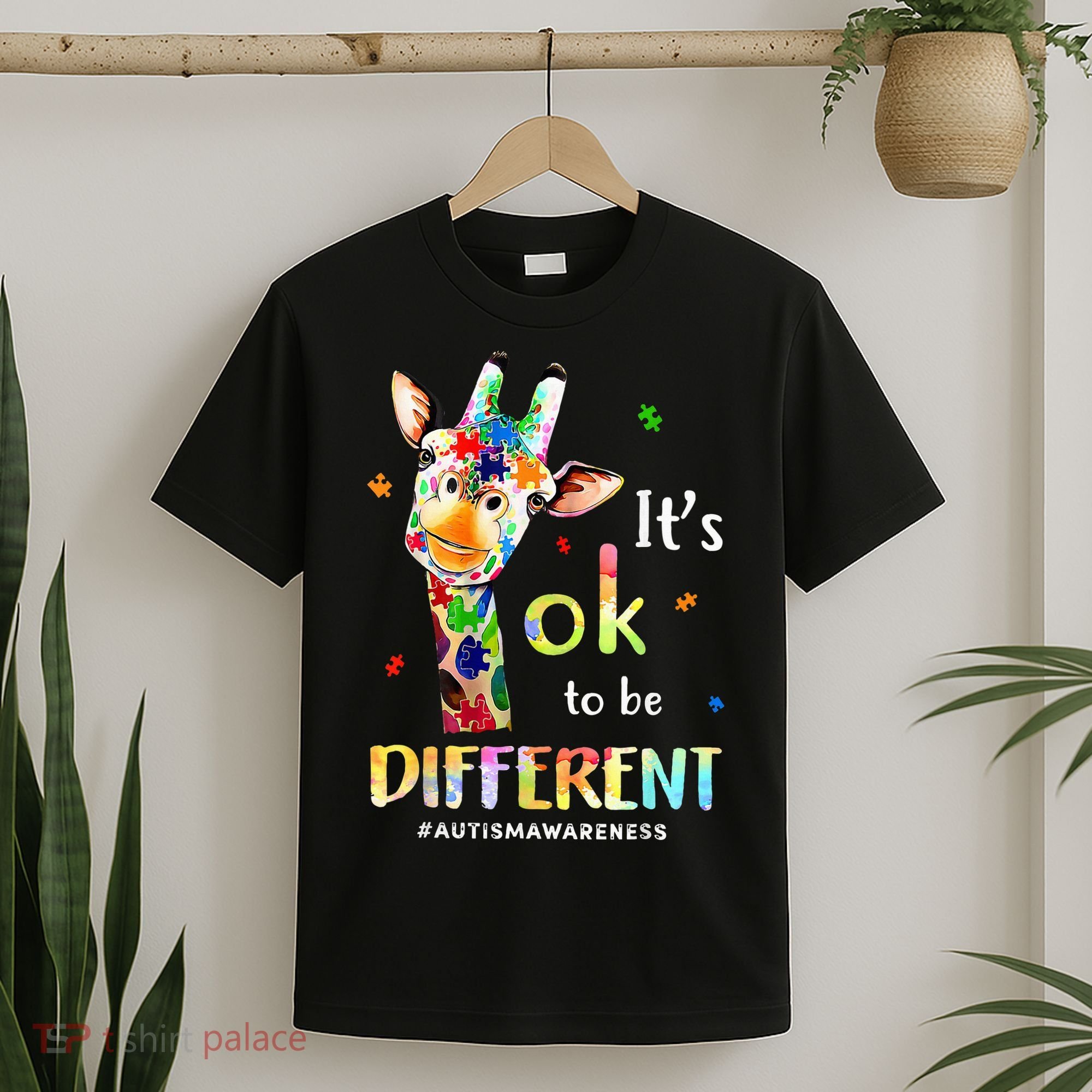 Autism Awareness Cute Giraffe Animal Its Ok To Be Different T-Shirt