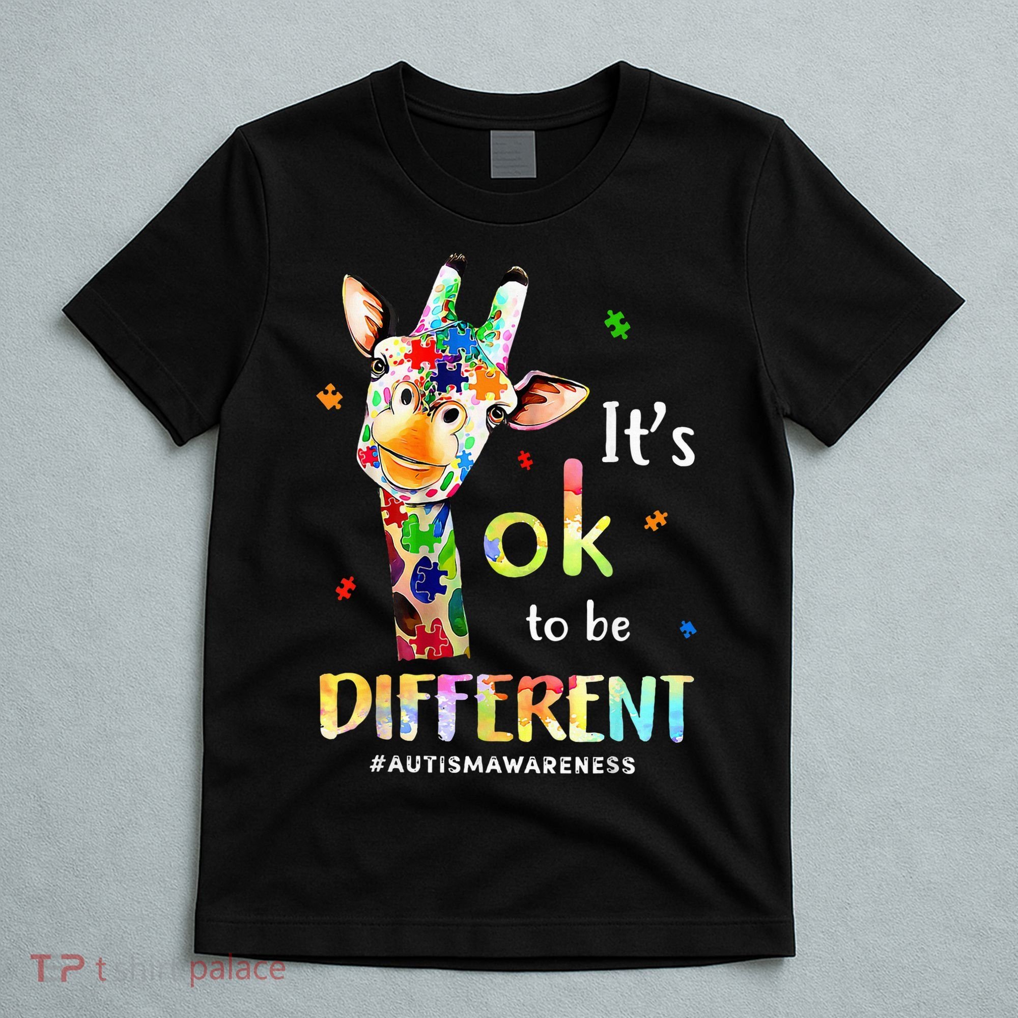 Autism Awareness Cute Giraffe Animal Its Ok To Be Different T-Shirt