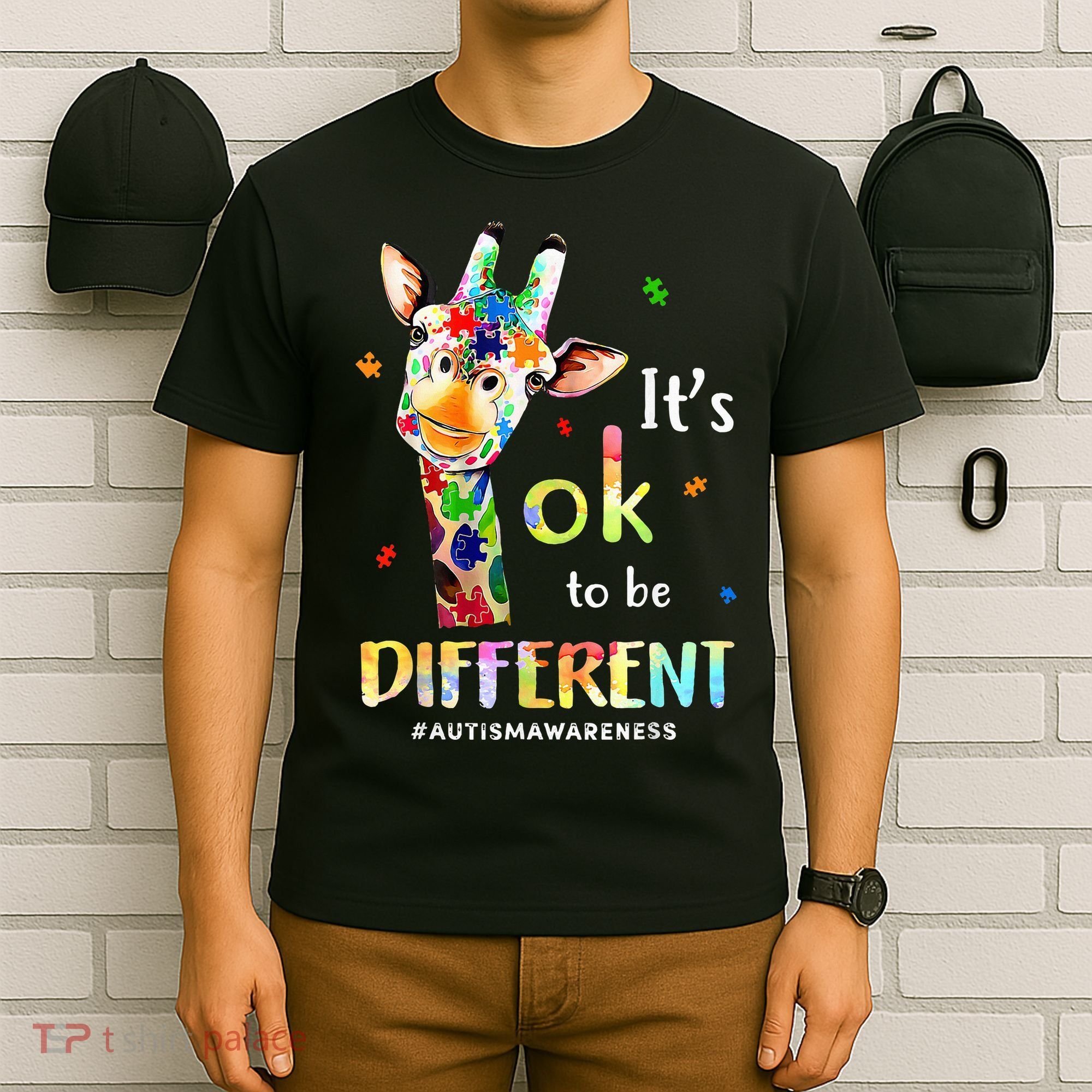 Autism Awareness Cute Giraffe Animal Its Ok To Be Different T-Shirt