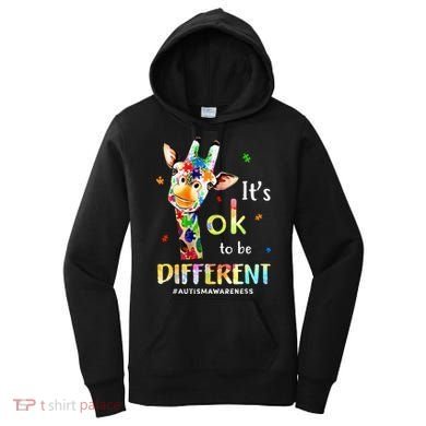 Autism Awareness Cute Giraffe Animal Its Ok To Be Different Women's Hoodie