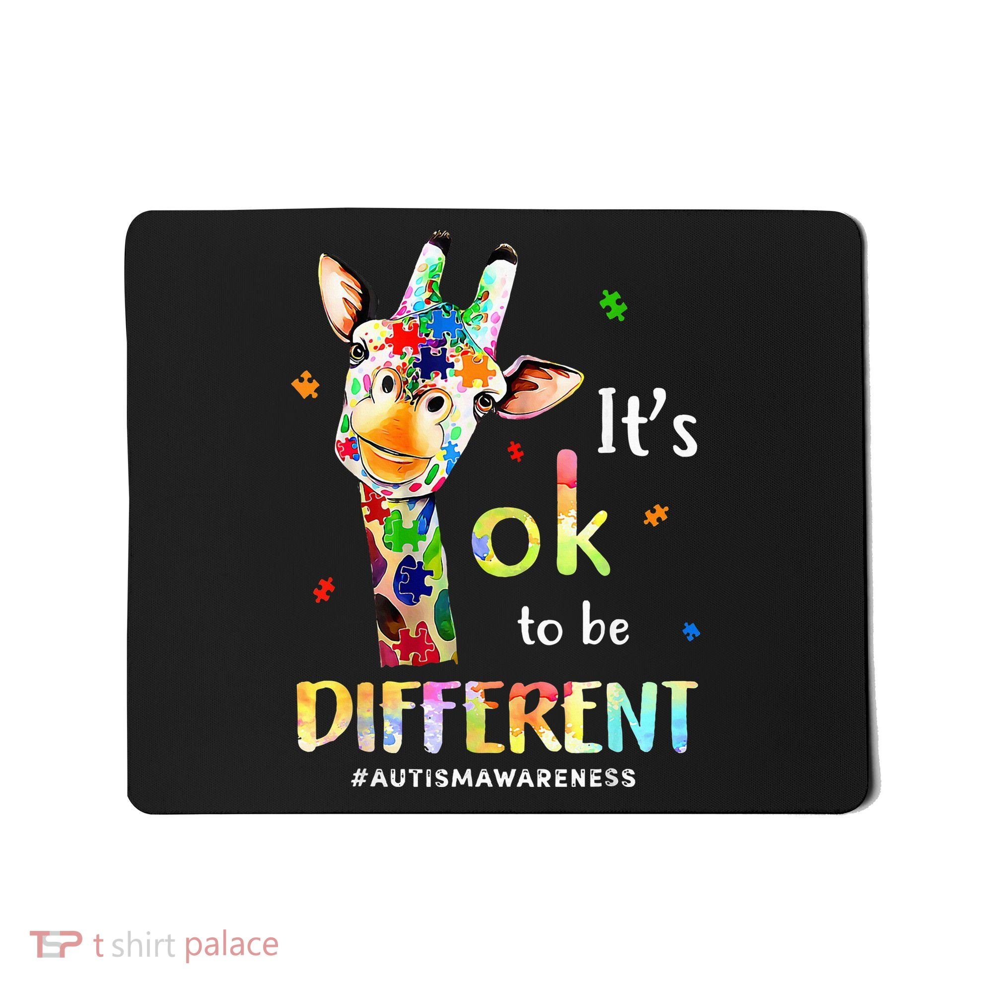 Autism Awareness Cute Giraffe Animal Its Ok To Be Different Mousepad