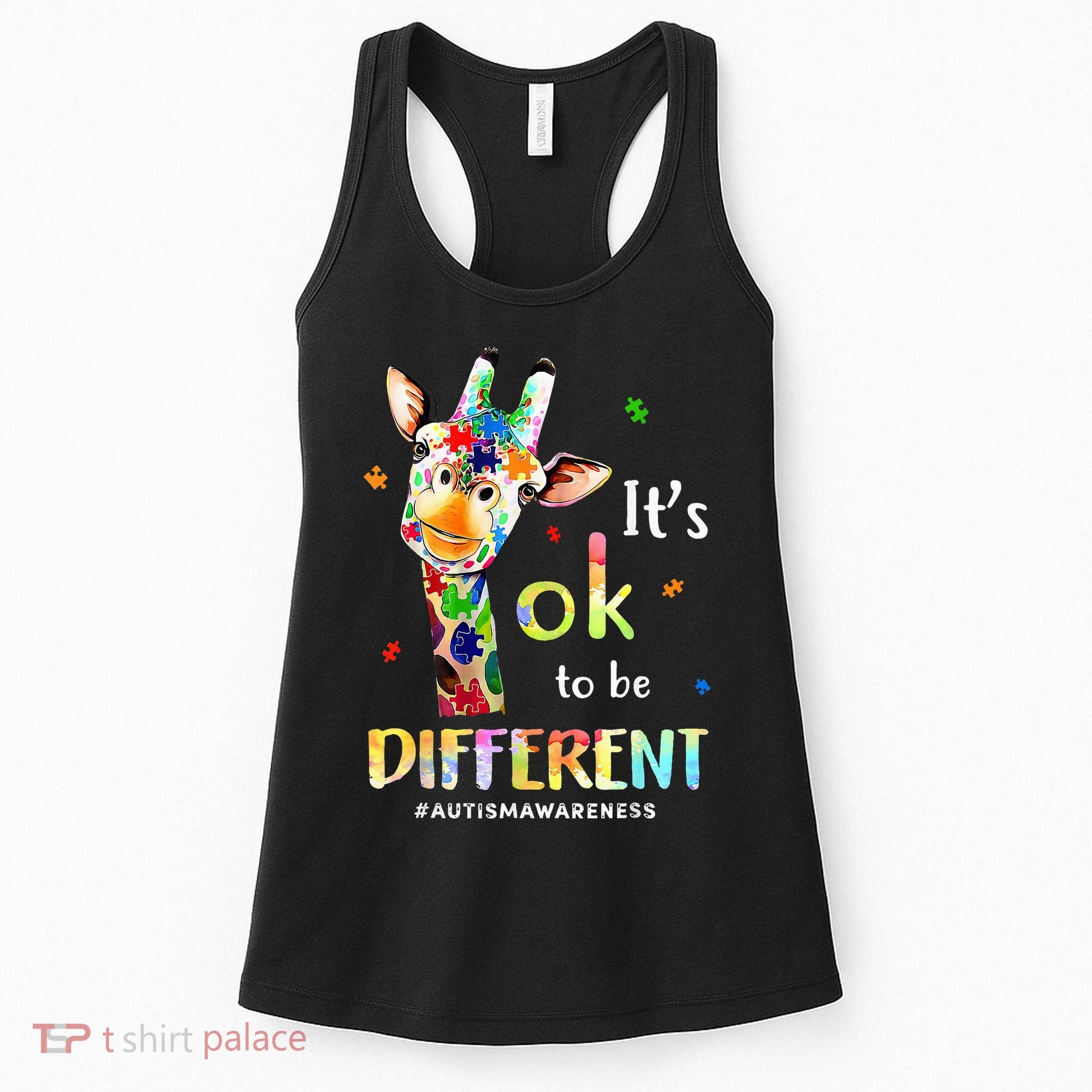 Autism Awareness Cute Giraffe Animal Its Ok To Be Different Women's Tank Top