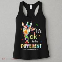 Autism Awareness Cute Giraffe Animal Its Ok To Be Different Women's Tank Top thumb 3