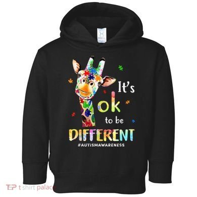 Autism Awareness Cute Giraffe Animal Its Ok To Be Different Toddler Hoodie