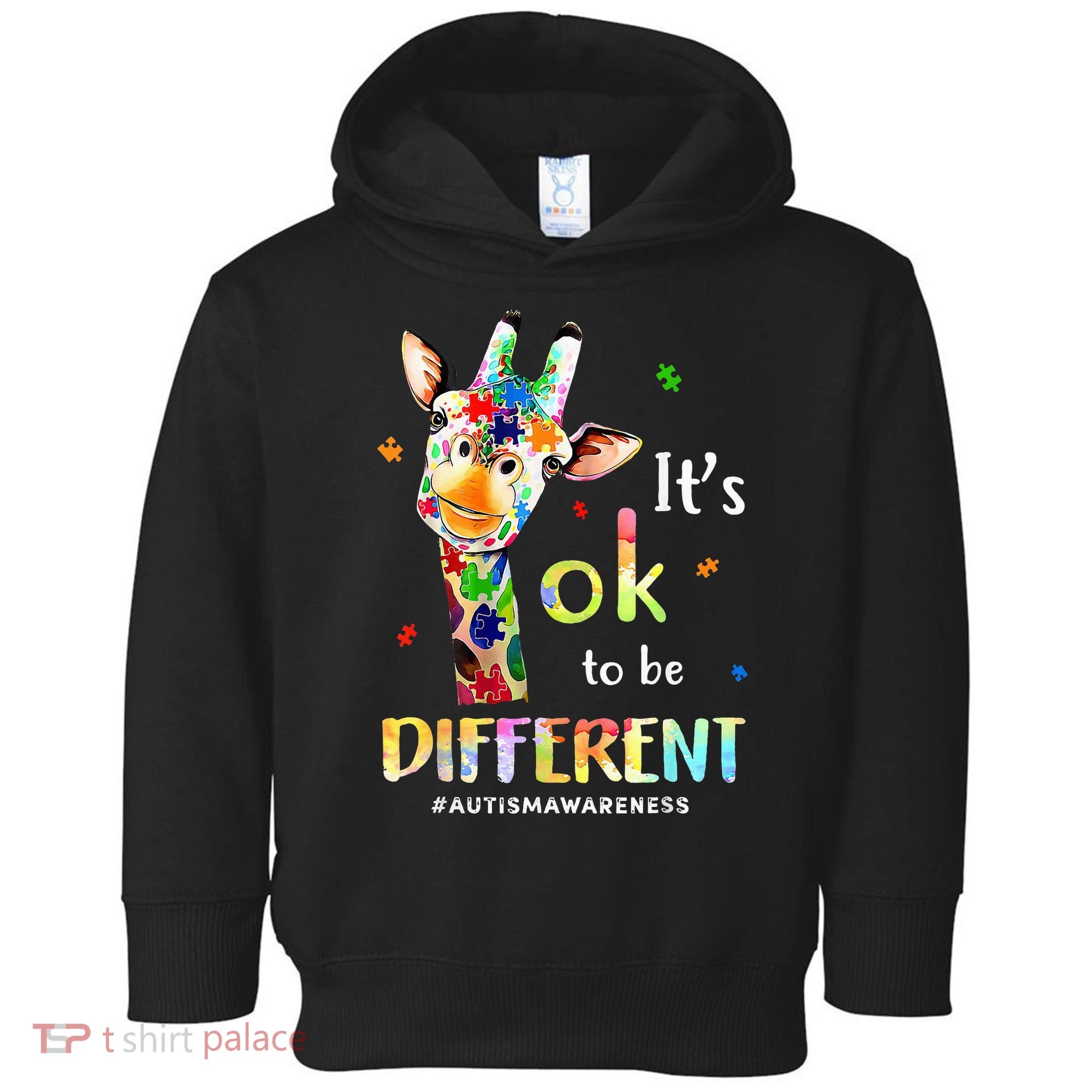 Autism Awareness Cute Giraffe Animal Its Ok To Be Different Toddler Hoodie