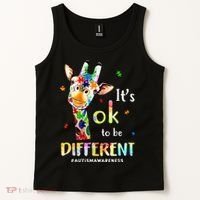 Autism Awareness Cute Giraffe Animal Its Ok To Be Different Tank Top thumb 2