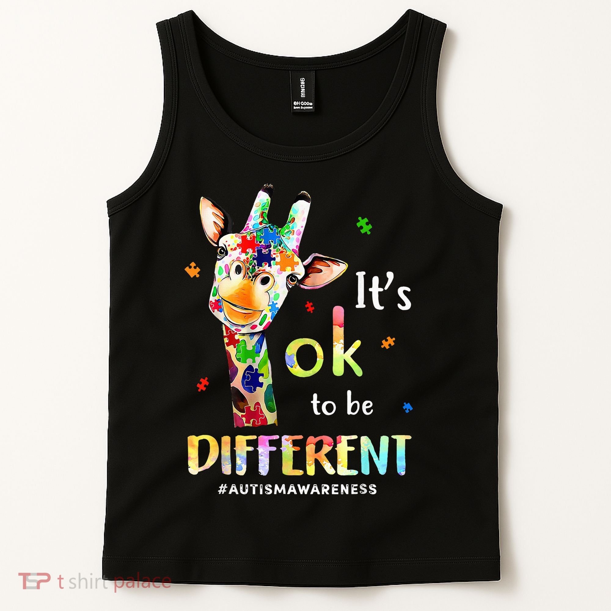 Autism Awareness Cute Giraffe Animal Its Ok To Be Different Tank Top