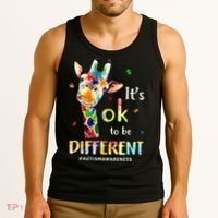 Autism Awareness Cute Giraffe Animal Its Ok To Be Different Tank Top thumb 3