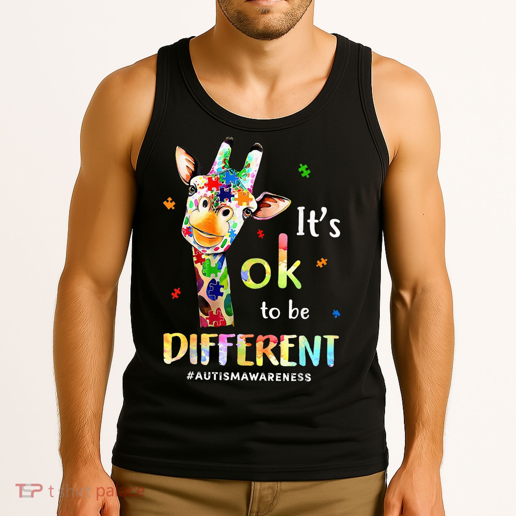 Autism Awareness Cute Giraffe Animal Its Ok To Be Different Tank Top