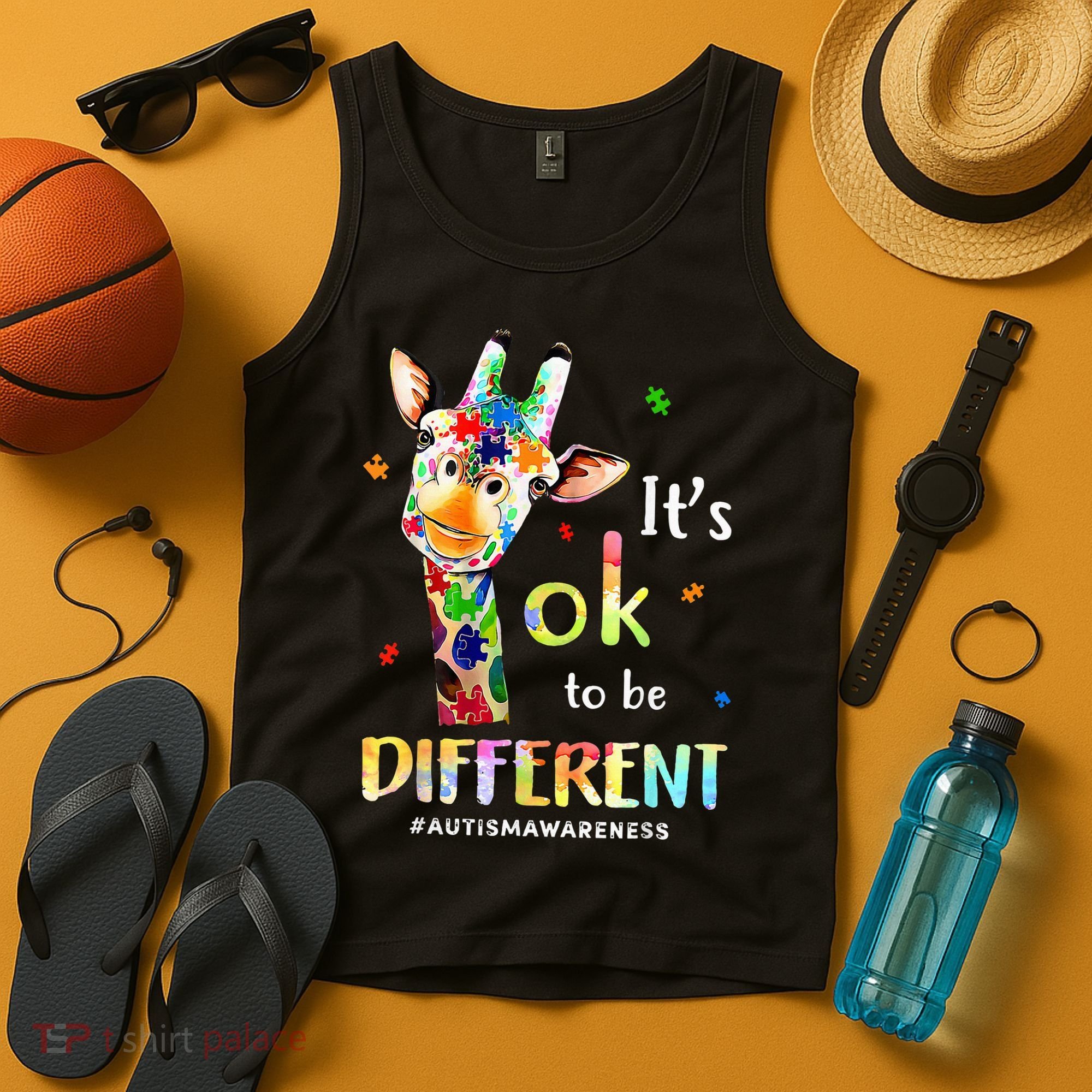 Autism Awareness Cute Giraffe Animal Its Ok To Be Different Tank Top