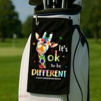 Autism Awareness Cute Giraffe Animal Its Ok To Be Different Golf Towel thumb 2
