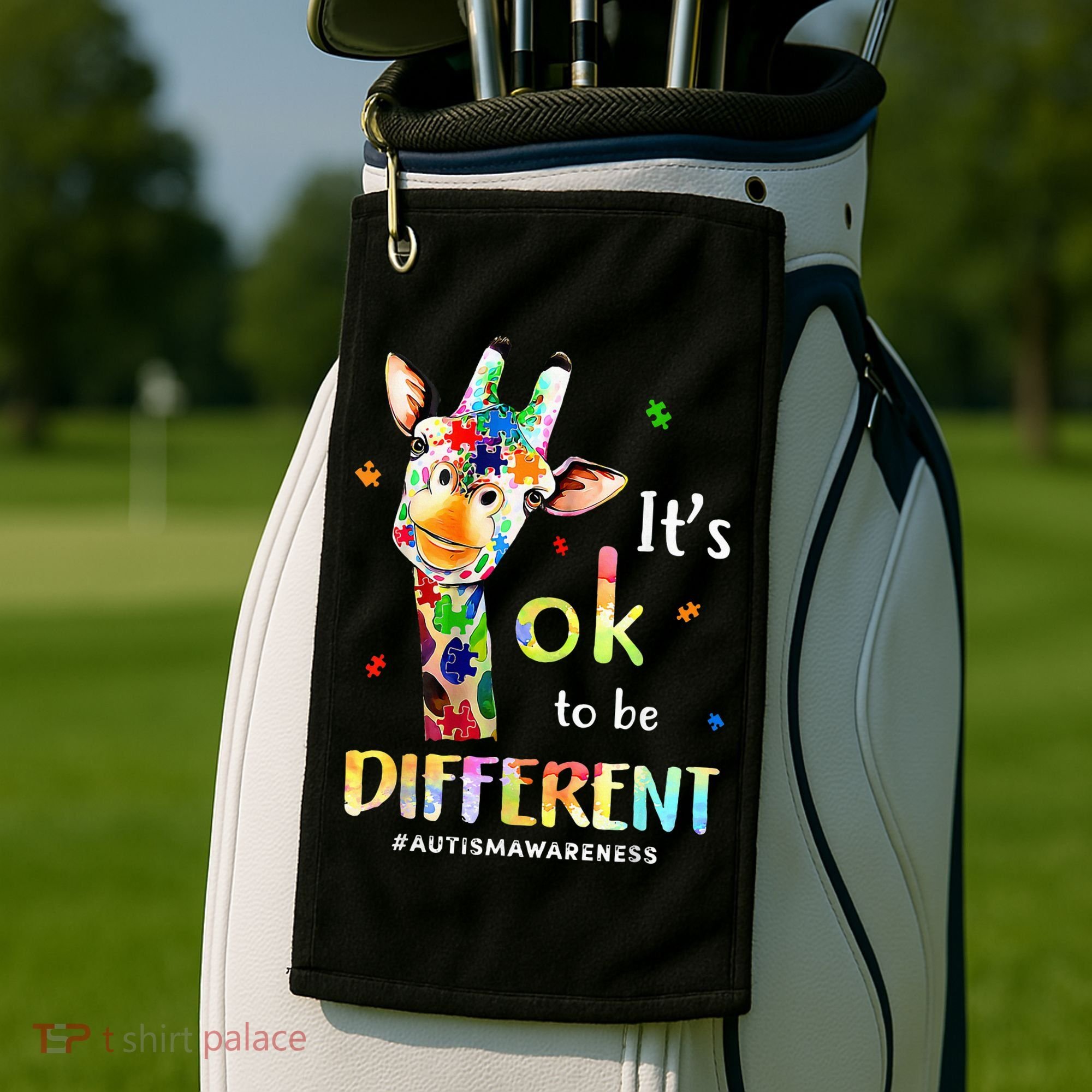 Autism Awareness Cute Giraffe Animal Its Ok To Be Different Golf Towel