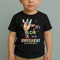 Autism Awareness Cute Giraffe Animal Its Ok To Be Different Toddler T-Shirt thumb 2