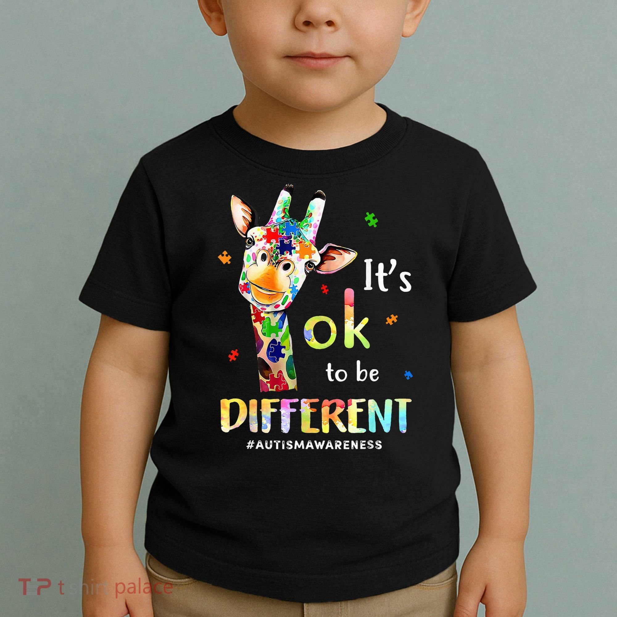 Autism Awareness Cute Giraffe Animal Its Ok To Be Different Toddler T-Shirt
