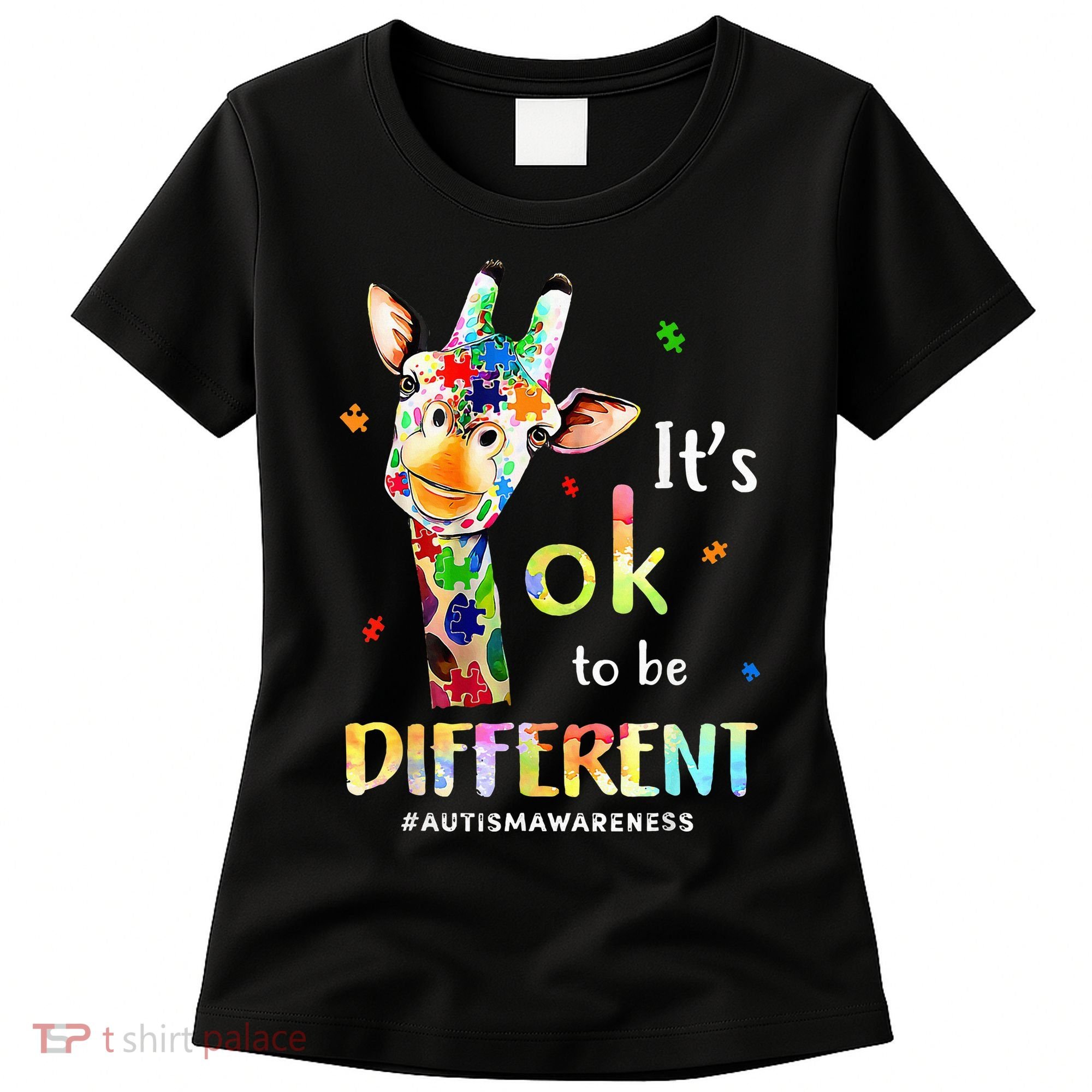 Autism Awareness Cute Giraffe Animal Its Ok To Be Different Women's T-Shirt