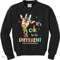 Autism Awareness Cute Giraffe Animal Its Ok To Be Different Kids Sweatshirt thumb 0