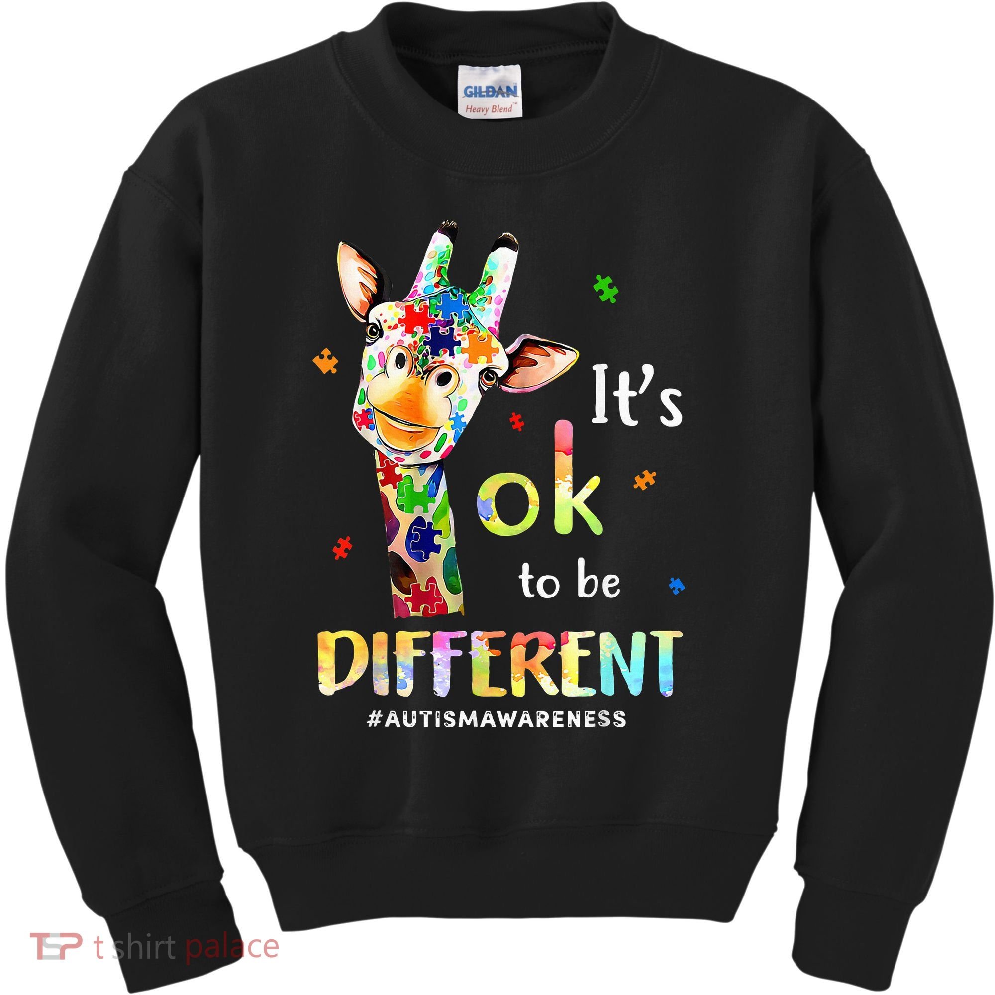 Autism Awareness Cute Giraffe Animal Its Ok To Be Different Kids Sweatshirt