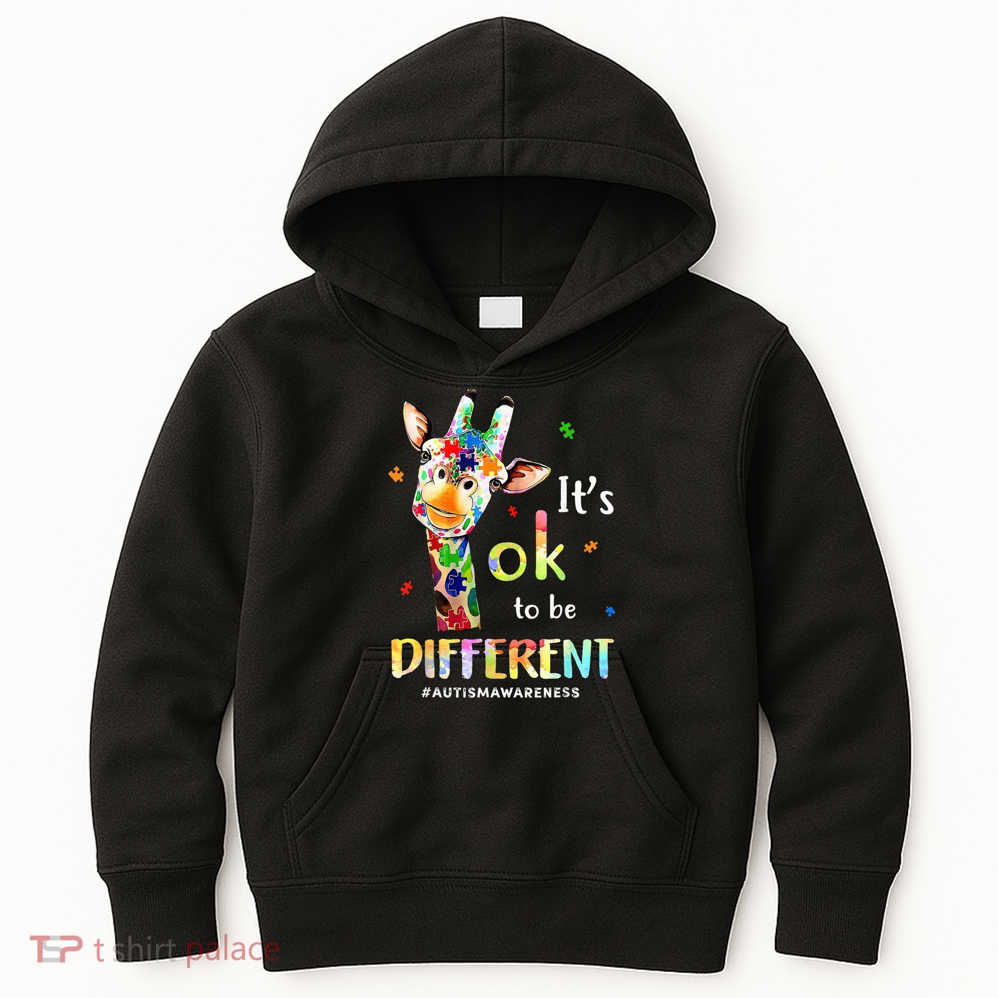 Autism Awareness Cute Giraffe Animal Its Ok To Be Different Kids Hoodie