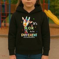 Autism Awareness Cute Giraffe Animal Its Ok To Be Different Kids Hoodie thumb 3