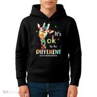 Autism Awareness Cute Giraffe Animal Its Ok To Be Different Kids Hoodie thumb 4