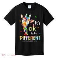 Autism Awareness Cute Giraffe Animal Its Ok To Be Different Kids T-Shirt thumb 0