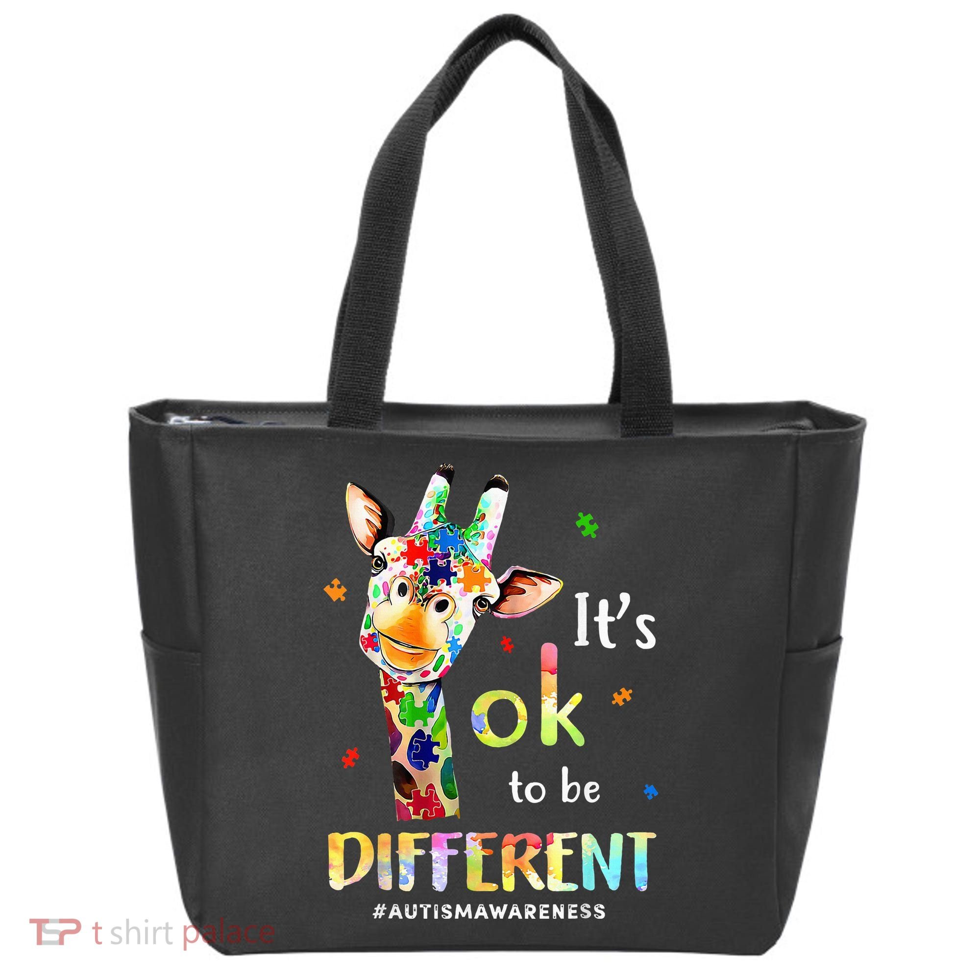 Autism Awareness Cute Giraffe Animal Its Ok To Be Different Tote Bag