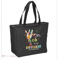 Autism Awareness Cute Giraffe Animal Its Ok To Be Different Tote Bag thumb 2