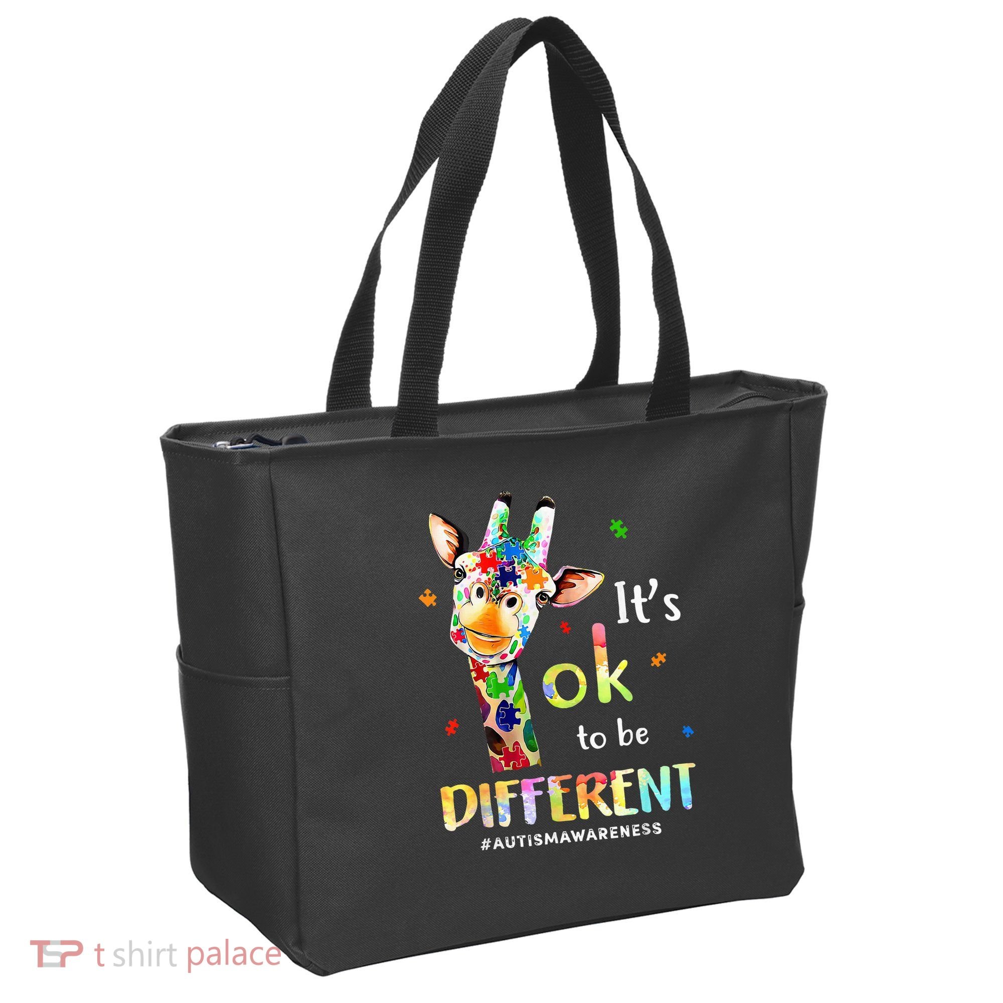 Autism Awareness Cute Giraffe Animal Its Ok To Be Different Tote Bag
