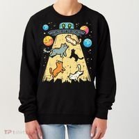 Alien Abduction Cats Ufo Flying Saucer Space Women Women's Sweatshirt thumb 0